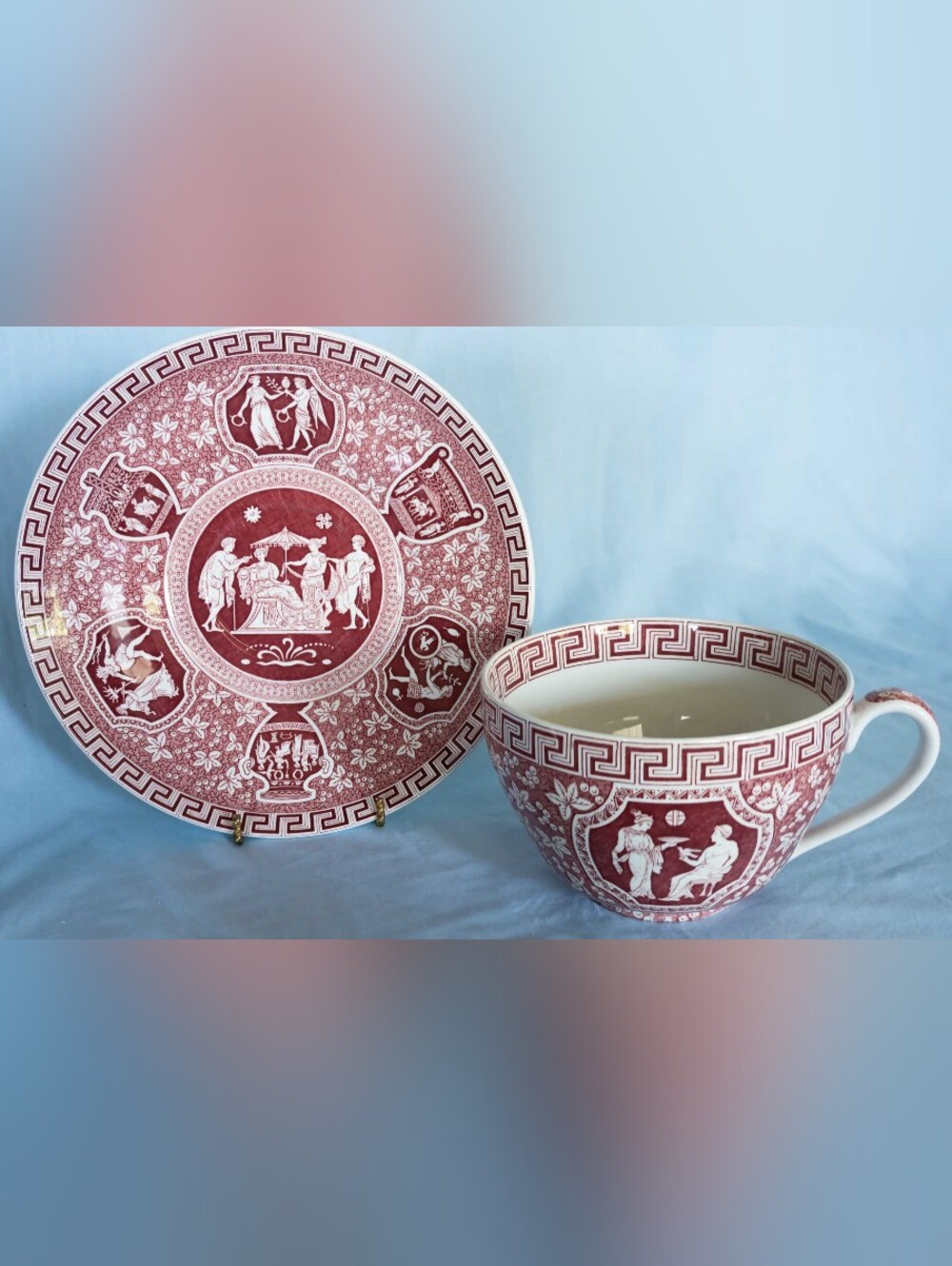 Beautiful Spode Archive Collection Greek Pattern. Jumbo Cup and Saucer. England!